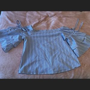 Nu Construction Striped Across The Shoulder Top